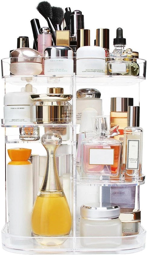 Organizzatore rotante per trucco adattabile - carosello di archiviazione cosmetica girevole con 5 livelli - grande capacità - appendiabito da cucina - quadrato
