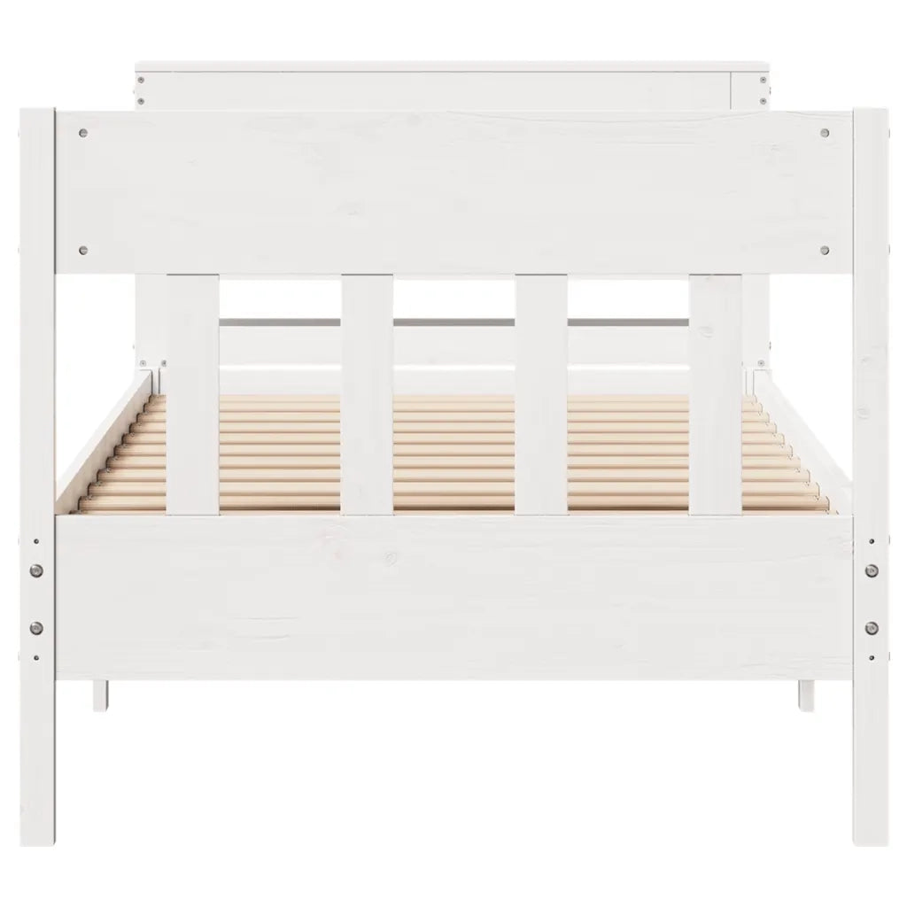 Letto senza Materasso Bianco 75x190 in Legno Massello di Pino 3306289