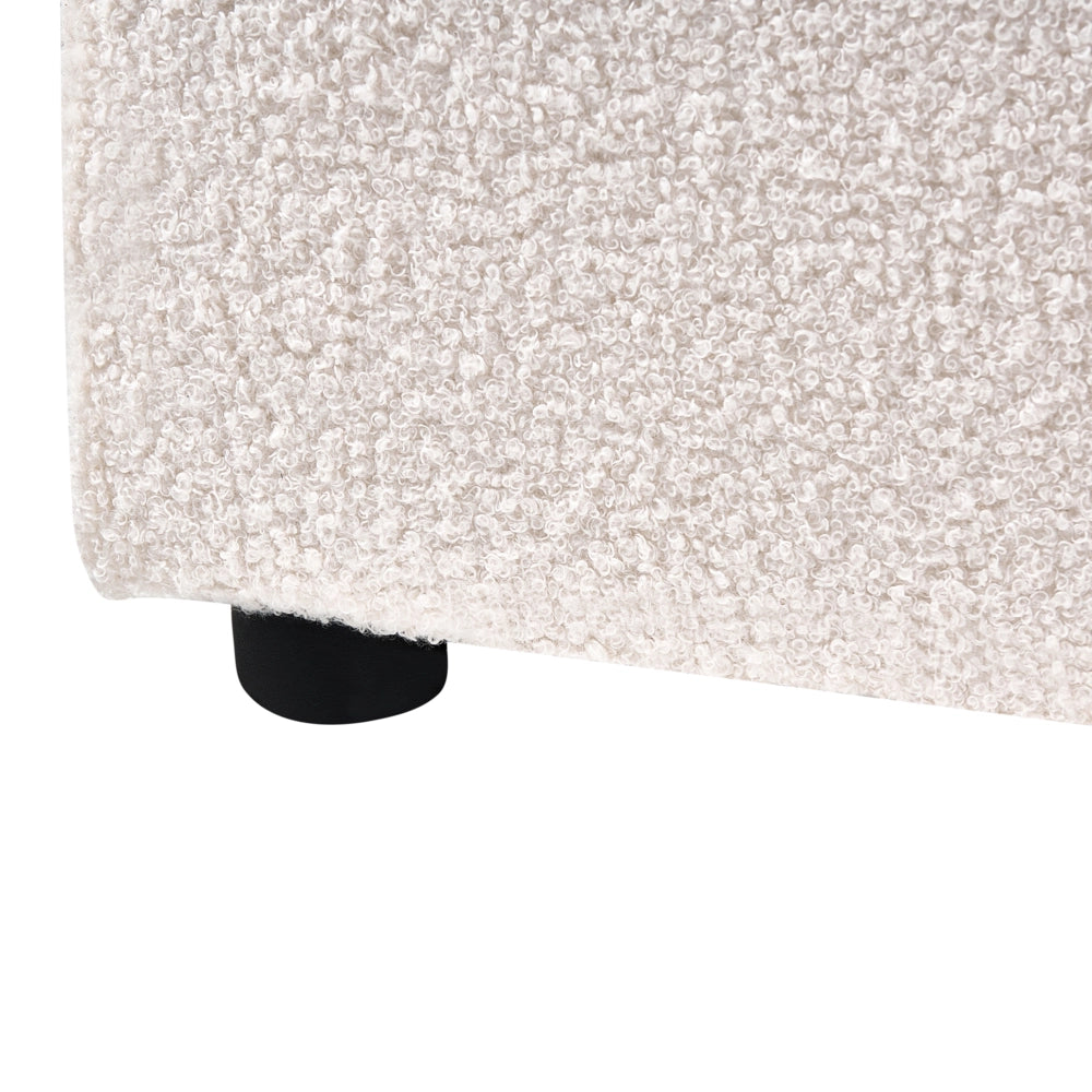 Letto matrimoniale in tessuto bouclé bianco sporco testata 180 x 200 cm Doghe in legno