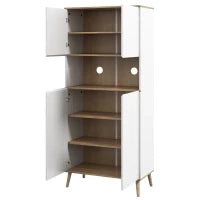 Credenza Cucina Alta con porta mensole regolabili nicchia centrale 2 passacavi, Buffet armadio di archiviazione 2 armadi, bianco| Aosom Italy