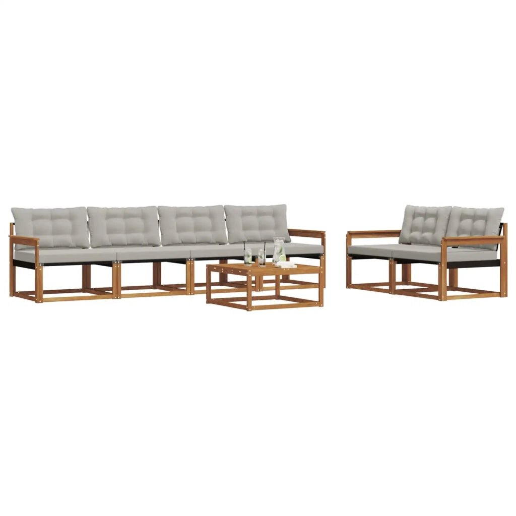 Set di divani da esterno 7 pcs Grigio Naturale e Chiaro 3369210