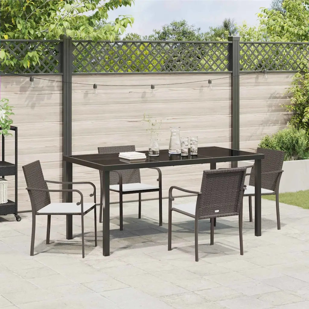 Set da Pranzo per Giardino 5 pcs Marrone e Nero Rattan in PE