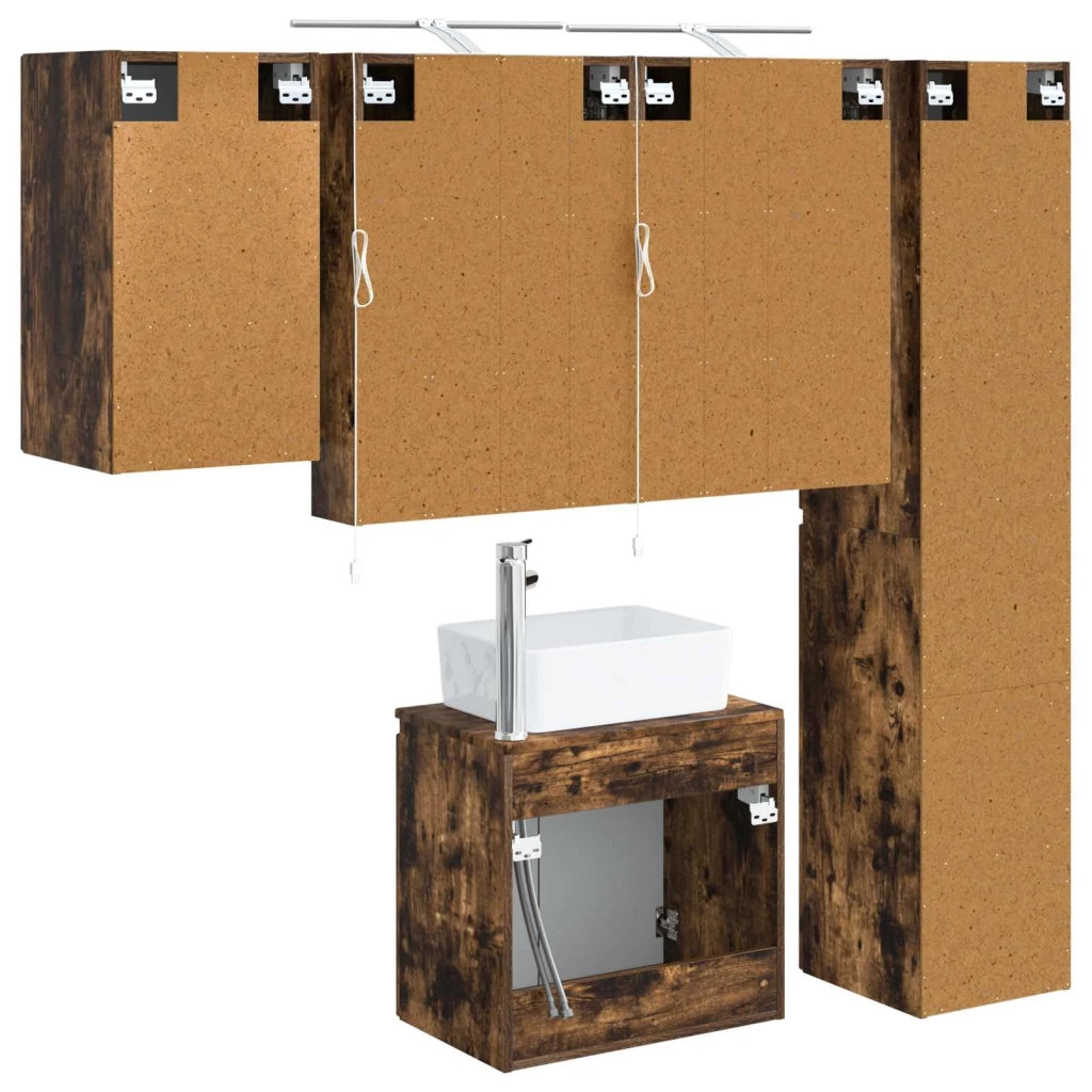 Set di Armadi da Bagno 5 pcs Rovere Fumo 50 x 14,5 x 70 cm 3407323