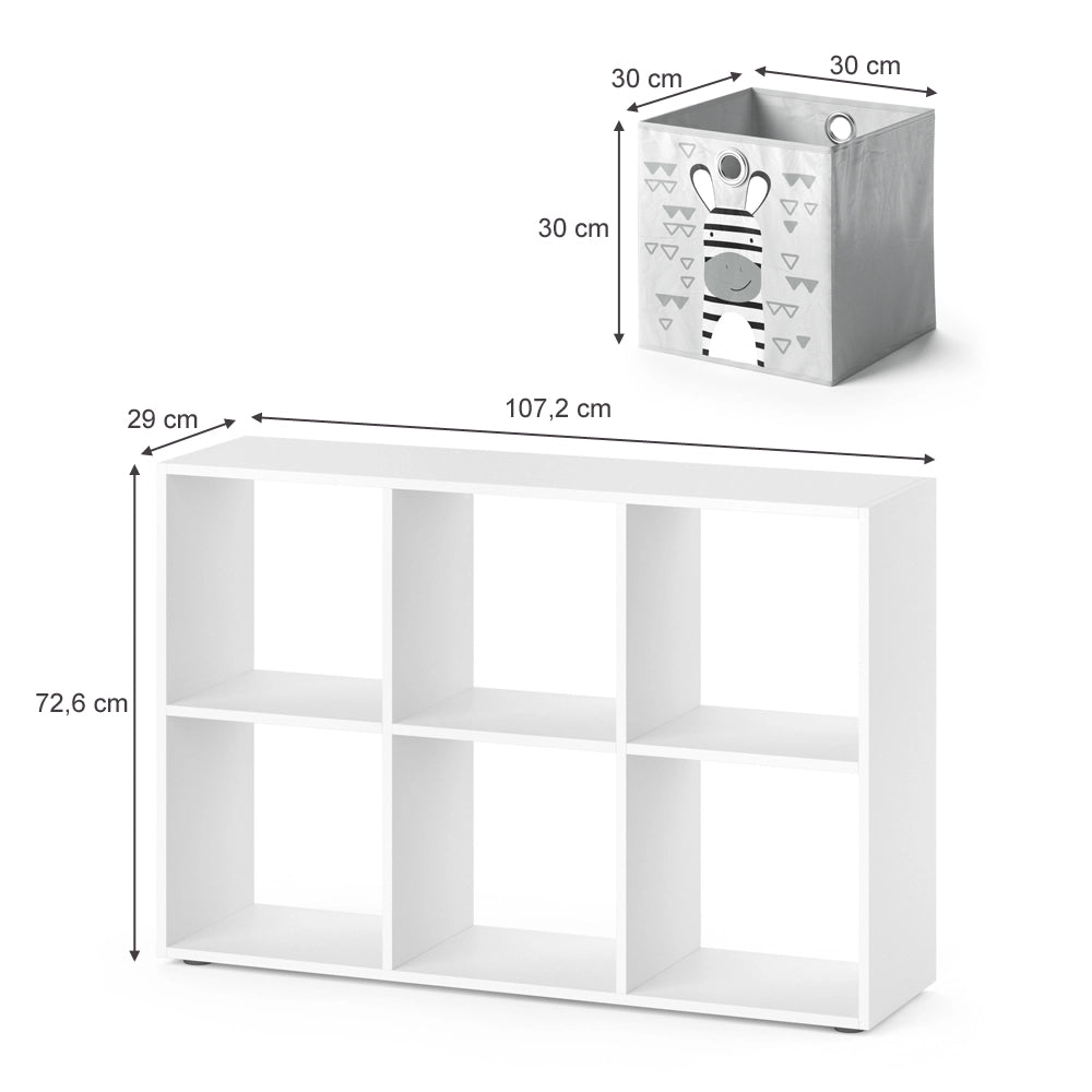 Vicco Libreria bambini Bianco 72 x 107.8 cm con 6 scatole pieghevoli