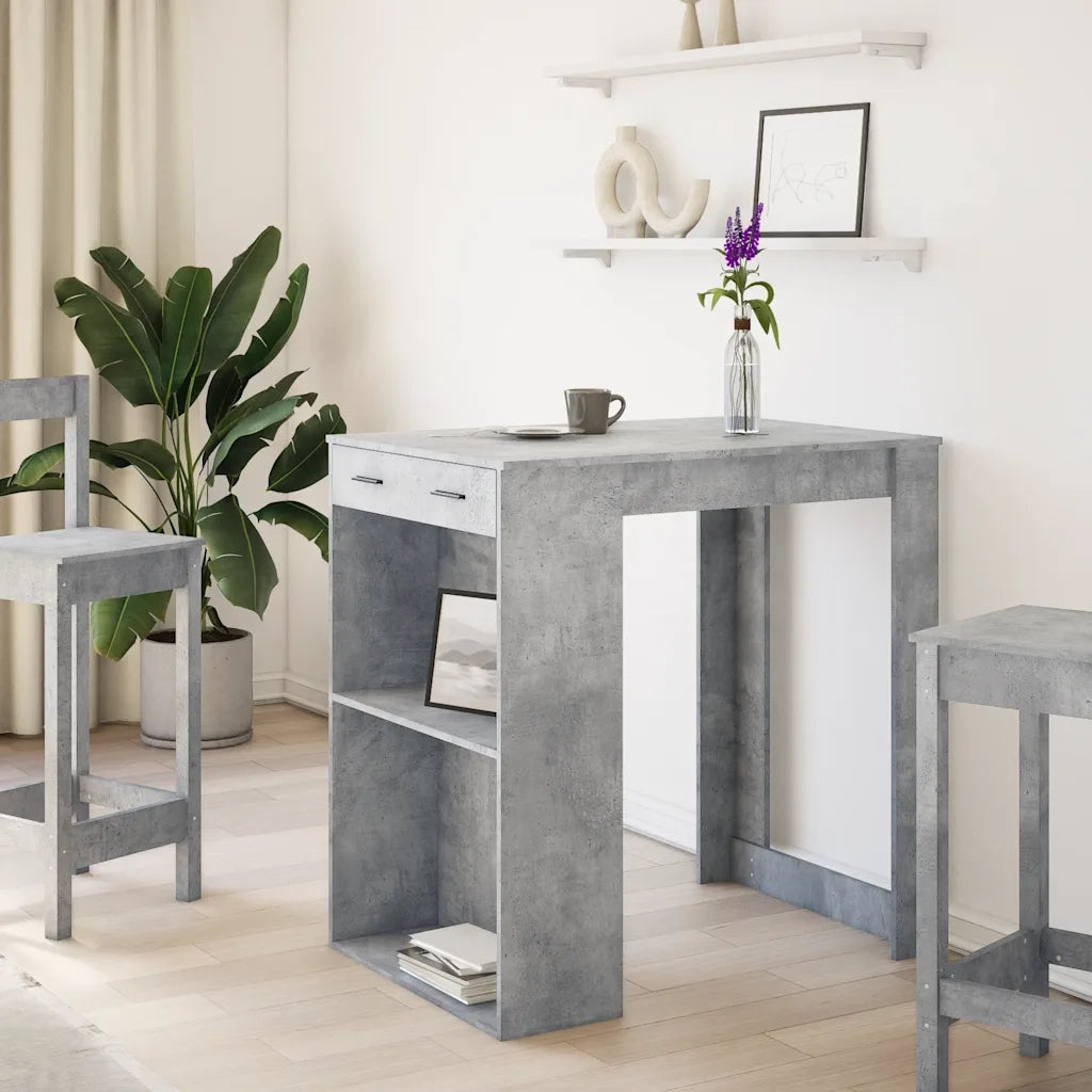 Tavolo da Bar Grigio Cemento 102x70x103,5 cm in Truciolato