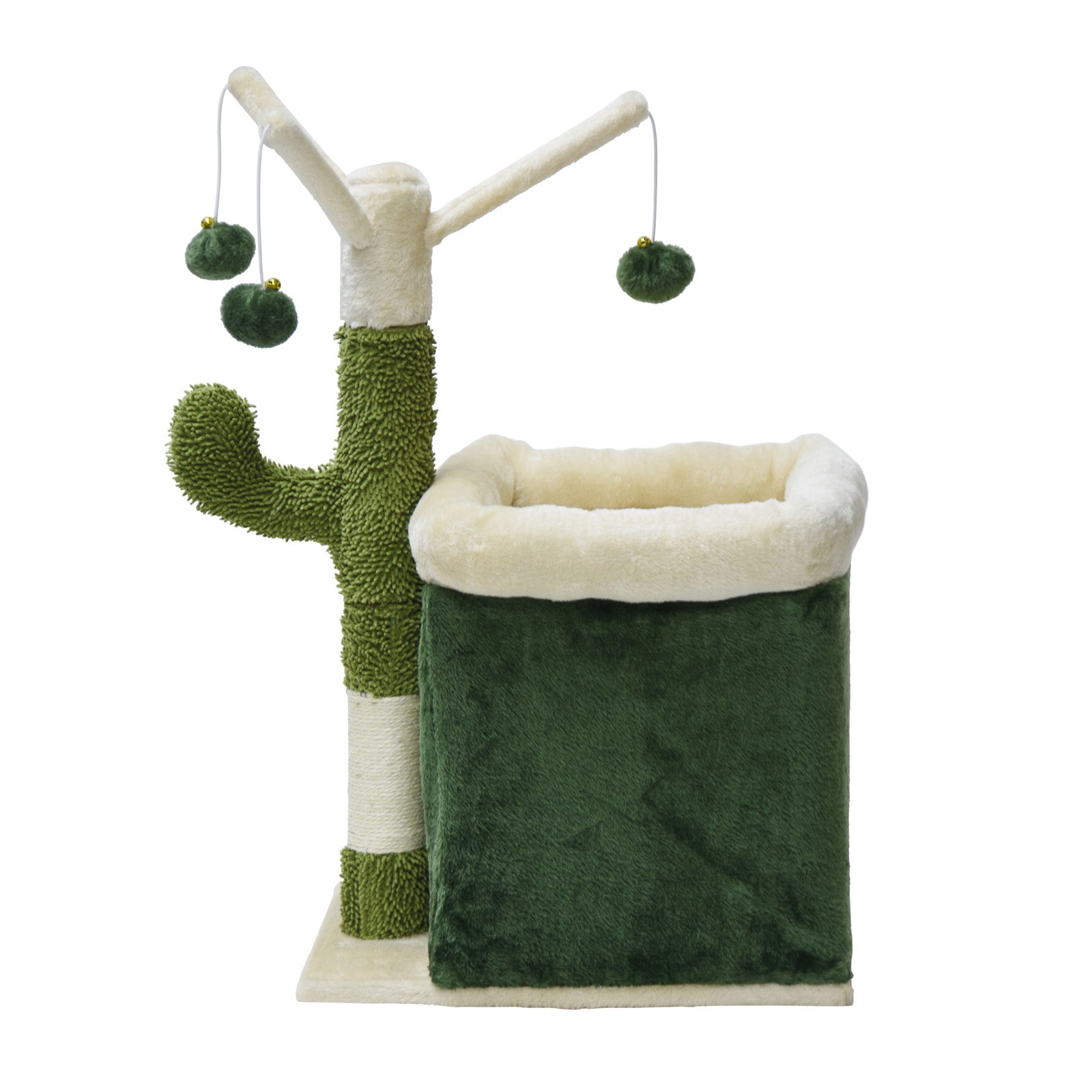 Fudajo Albero tiragraffi a forma di cactus 70cm con sisal di 4 mm Con casetta per gatti e 3 palline