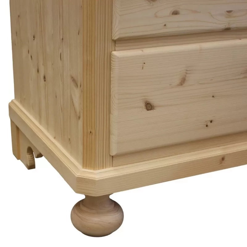 cassettiera classica 5 cassetti legno massello di abete grezzo 118x52x99 (306) - Mobili 2G