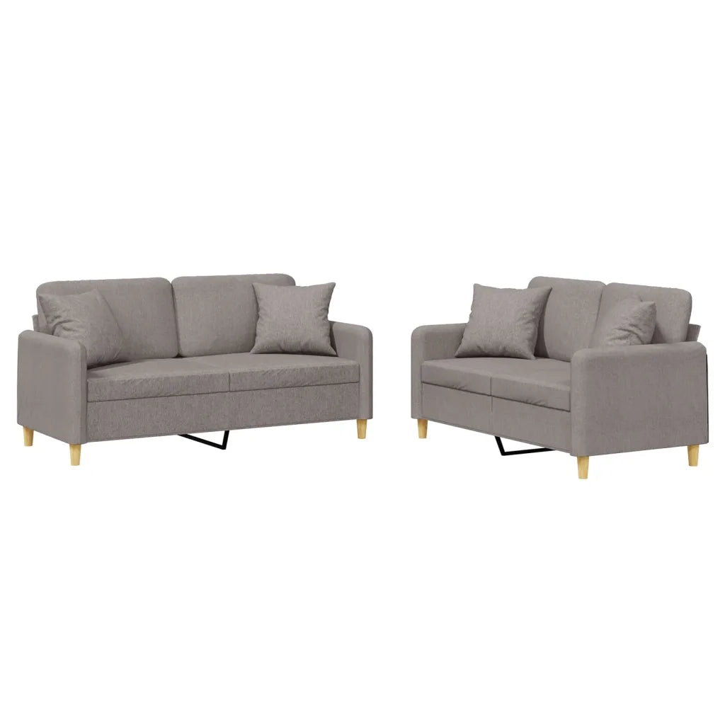 Set Divani 2 pz con Cuscini Tortora in Tessuto 3202109