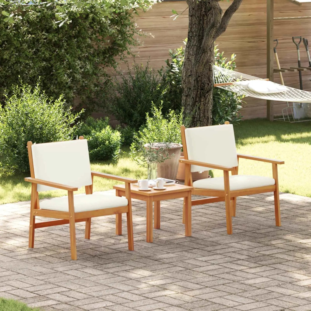 Set Divano da Giardino 3 pz | Set Salotto da Giardino Bianco Crema