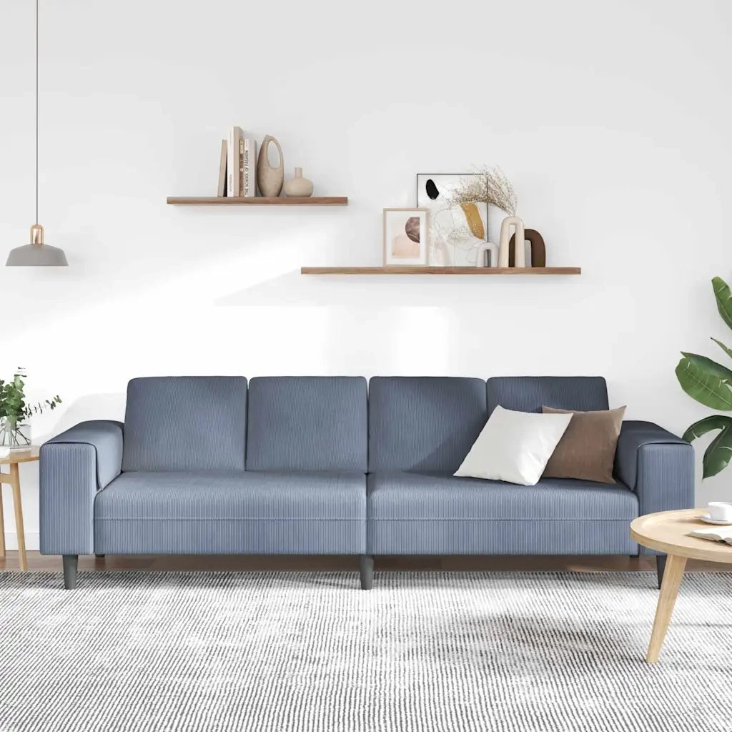 Divano Blu 250 x 77 x 76 cm Tessuto in Cords 3335103