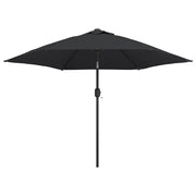 Ombrello | Parasolne da Esterni con LED e Palo in Acciaio 300 cm Nero