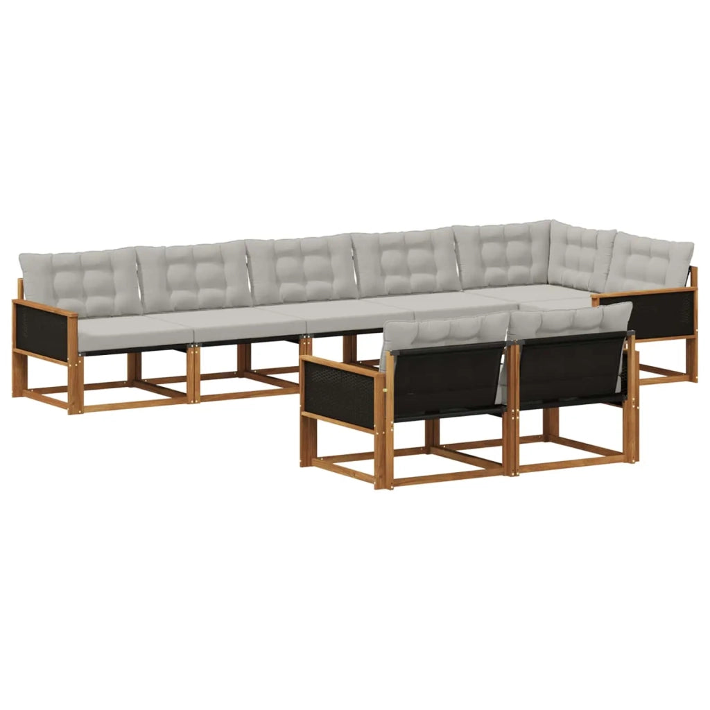 Set di divani da esterno 8 pz Naturale e Grigio Chiaro 3381495