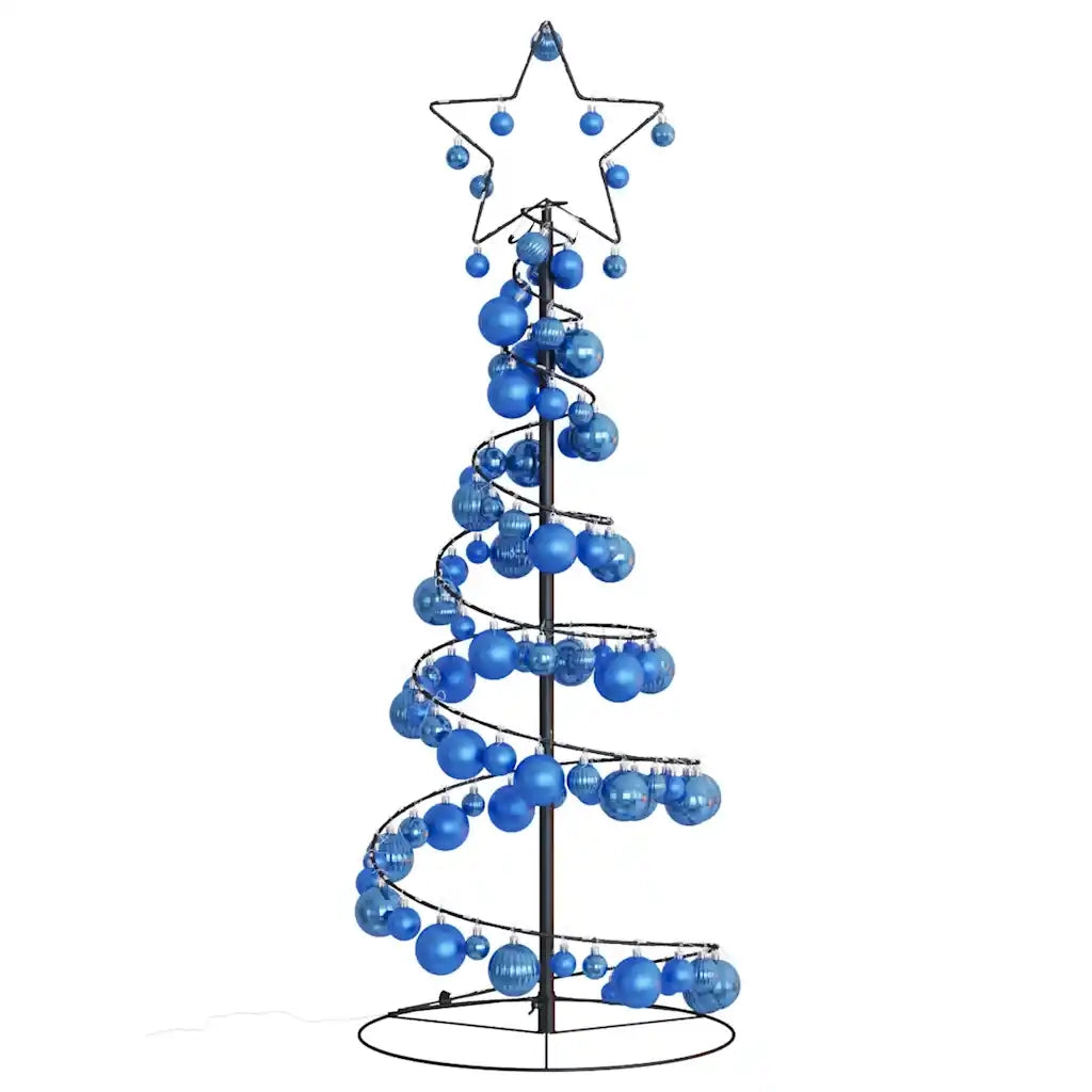 Albero di Natale a LED con Palline 80 LED Bianco Caldo 120 cm 3318552