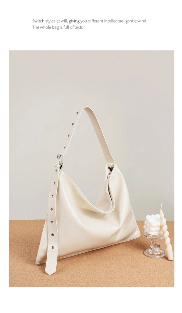 Borse a tracolla grandi e alla moda in vera pelle, colore bianco.