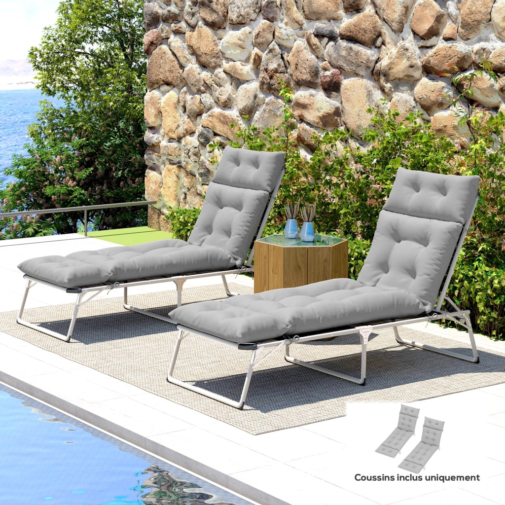 Cuscini per Chaise Longue ¨C zephmum ¨C 2 Pezzi, Grigio Chiaro, 190x56x10 cm