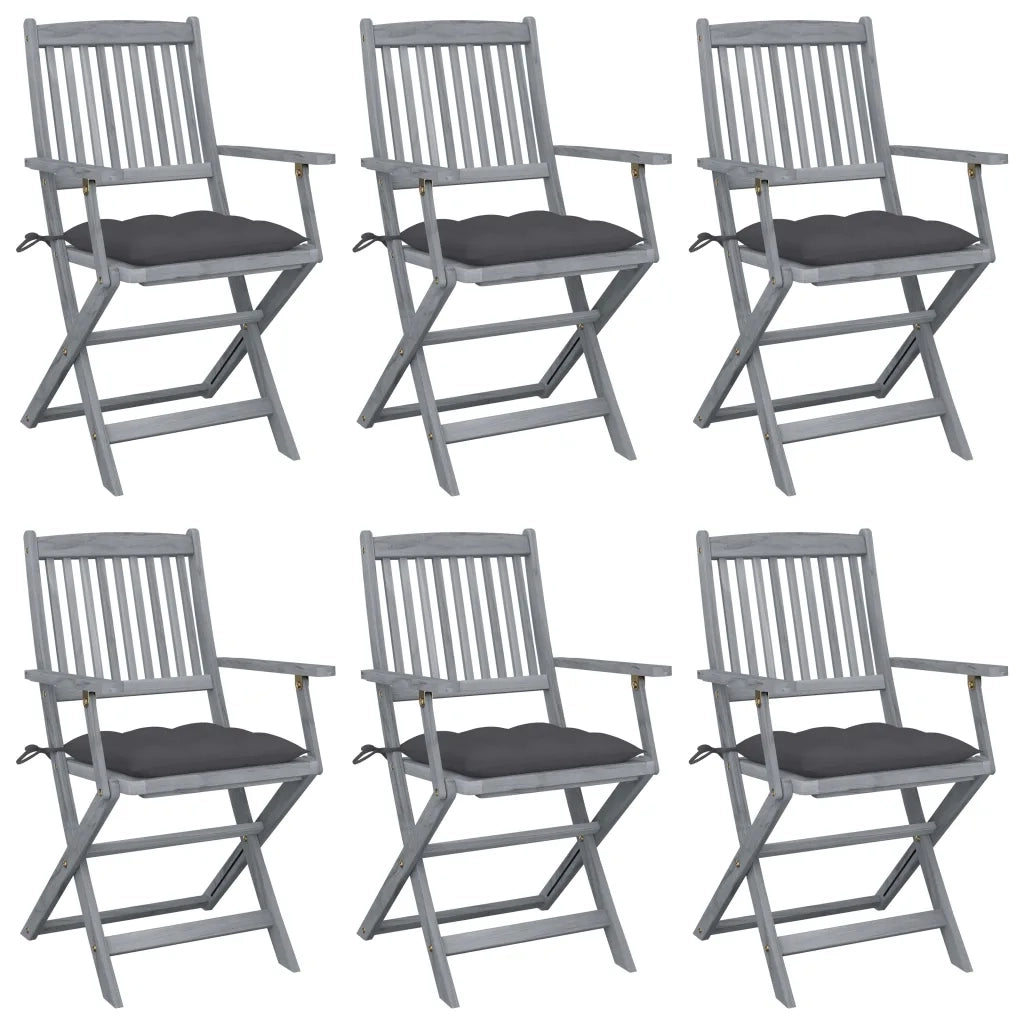 Sedie da Giardino Pieghevoli 6pz con Cuscini in Massello Acacia cod mxl 6481