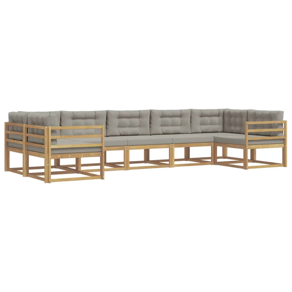Set di divani da esterno 7 pz Bianco e Grigio Chiaro 3386955