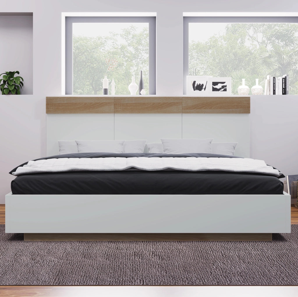 Letto matrimoniale sospeso 180x200 cm bianco e rovere Sonoma