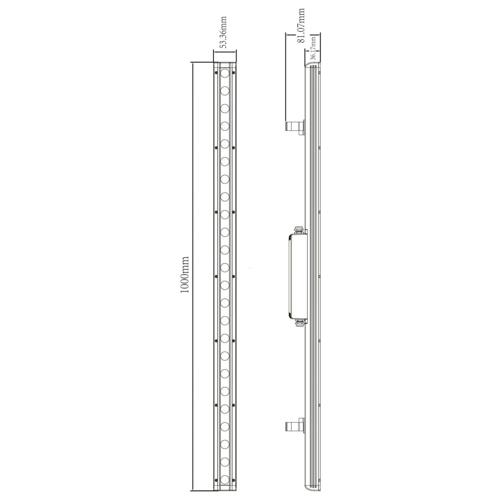 CAPH Wall Washer LED RGB 3000K multicolore 60W barra IP65 24V ottica asimmetrica dimmerabile effetti luce colorata
