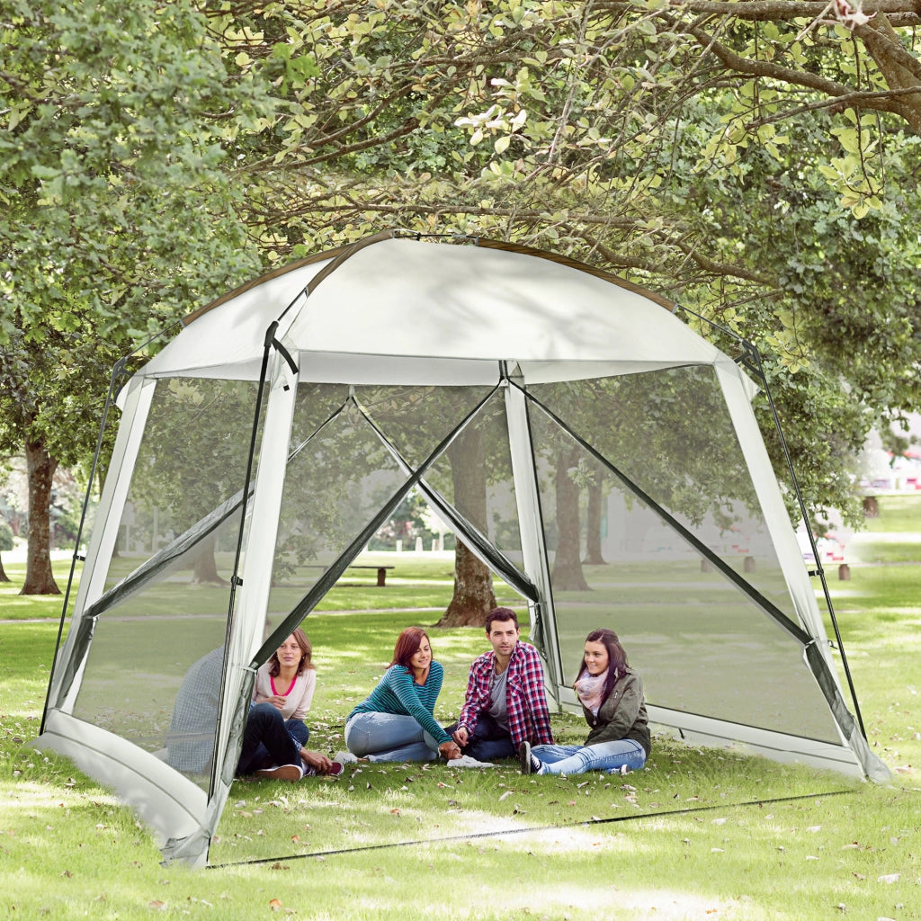 Tenda da giardino 3x3 m ¨C zephmum ¨C bianco con 4 zanzariere e 2 porte