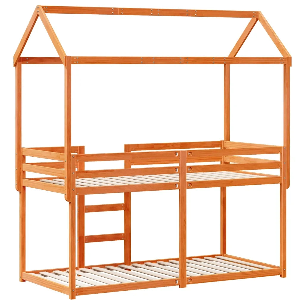 Letto singolo | Letto per adulti | Letto a Castello con Tetto Cera 90x200 cm Legno Massello Pino