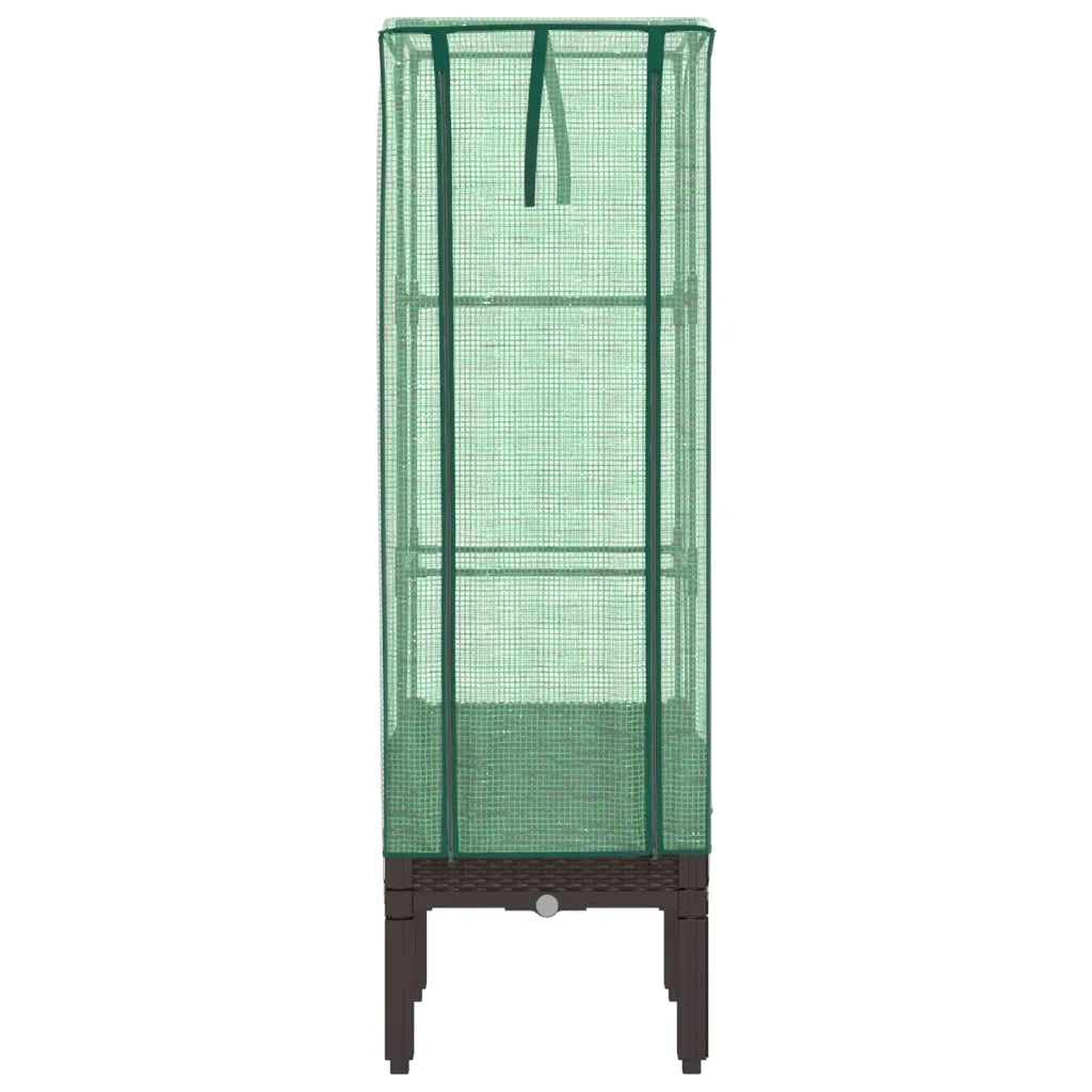 Letto Rialzato con Copertura Serra Effetto Rattan 40x40x140 cm 4015804