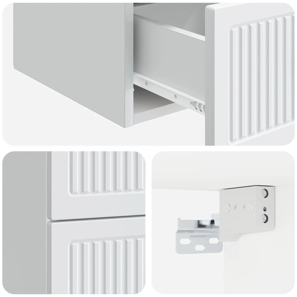 Mobiletto da notte a muro con cassetto Bianco 33 x 34,5 x 40 cm 897955