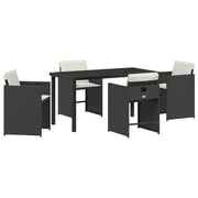 Set da Pranzo per Giardino 5 pz | Set Salotto da Giardino Nero polyrattan