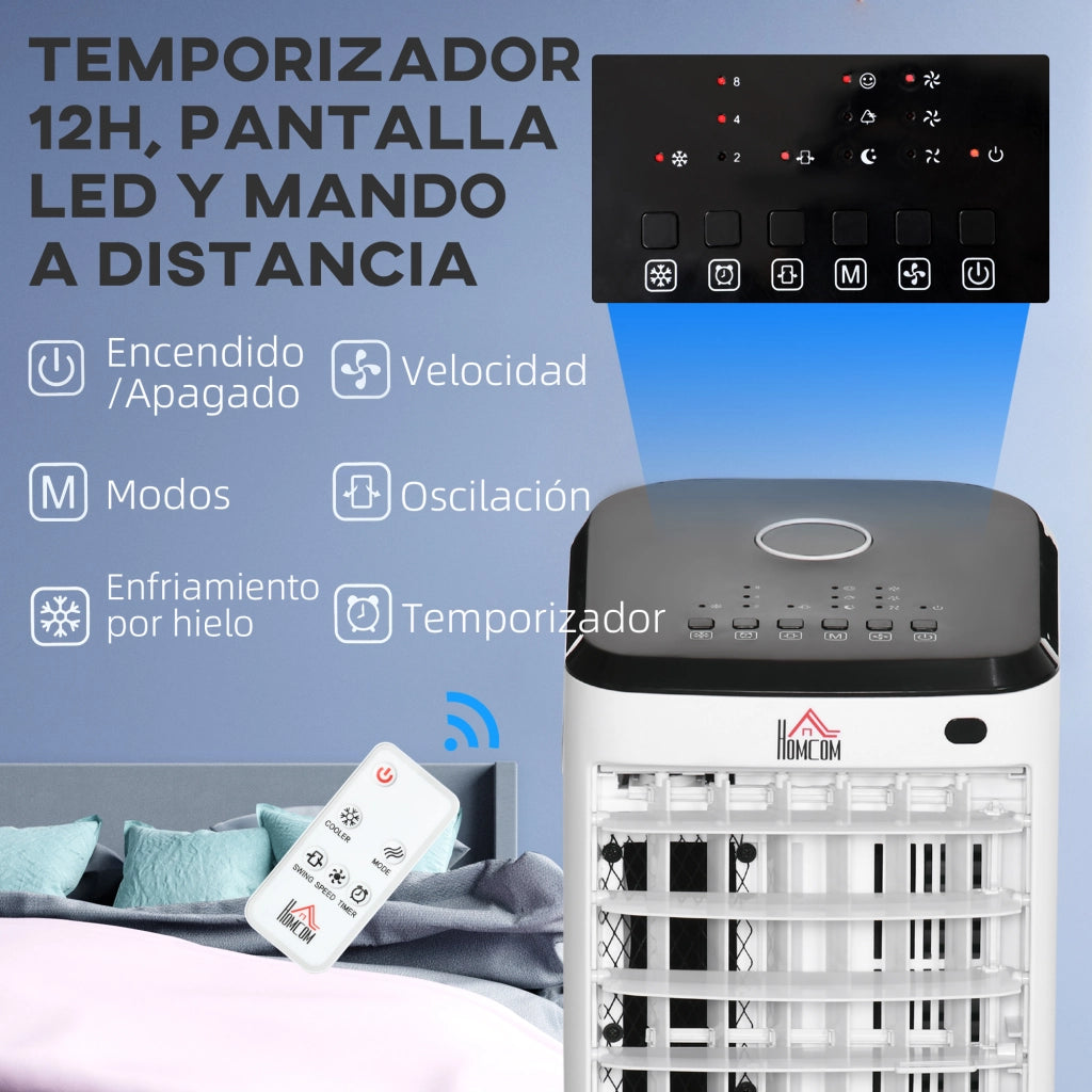 Climatizador Evaporativo Ventilatore Umidificatore 3 in 1 ¨C zephmum ¨C Bianco 24.5x27x60 cm