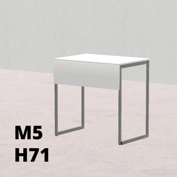 TAVOLO PINO R 50x70cm H71cm, struttura grigia con ruote, piano in melamina bianco T.TRPR.M.5070.M5rGC.BB