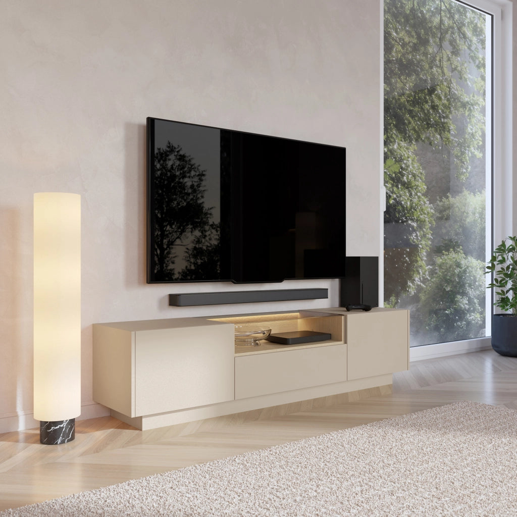 Kakaha, Mobile Porta tv un Cassetto, 176x40x43h cm Beige