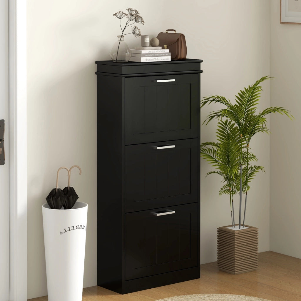 Scarpiera 3 ante con ripiani regolabili ¨C zephmum ¨C nero 54x24x117,5 cm