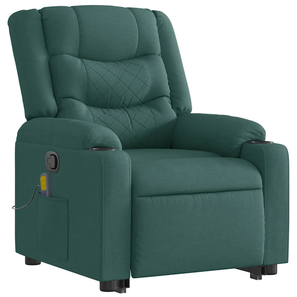 Poltrona Alzapersona Massaggiante Verde Scuro in Tessuto 3310271