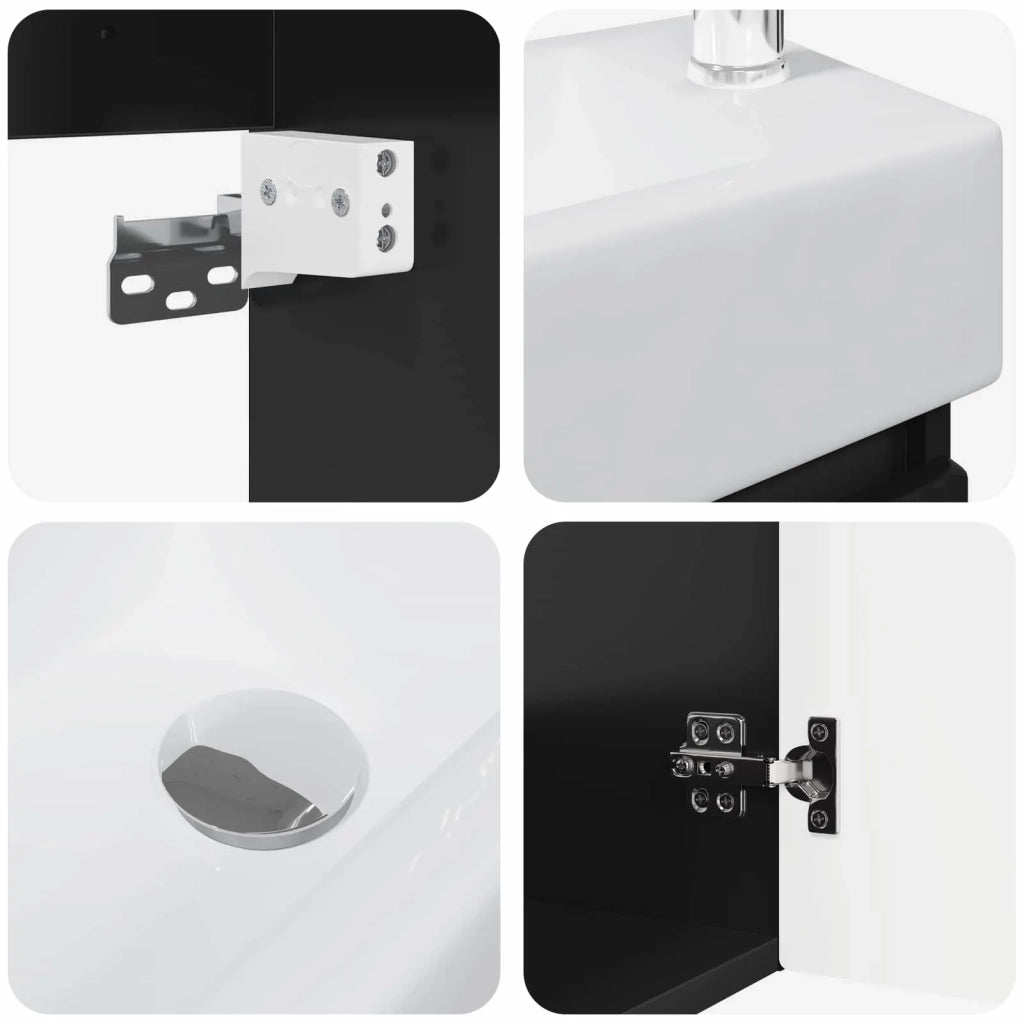 Mobile bagno con rubinetto Nero 45,5 x 22,5 x 84 cm