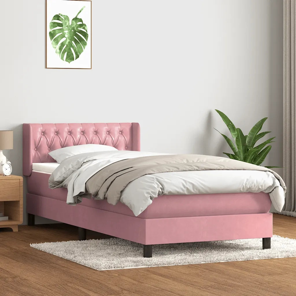 Giroletto a Molle con Materasso Rosa 90x210 cm Velluto 3318356