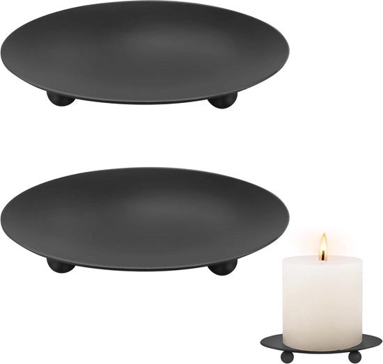 Set di 2 Sostegni per Candelabri, Candelabri fino a 9 cm, Nero, per Decorazione da Tavola, Matrimonio, Preghiera, Celebrazione Familiare e Decorazione
