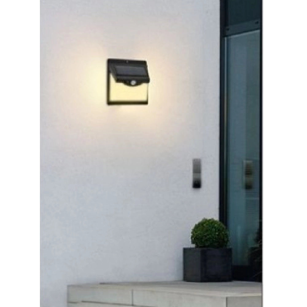 Trade Shop - Faretto Applique Led A Parete Con Pannello Solare Luce Fredda 6500k Ip65 So-a3 -
