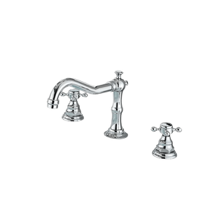 JULIAN | Rubinetto da bagno vintage a 3 fori cromo lucido Lavello in acciaio inossidabile retrò premium | Antico miscelatore 2 maniglie argento