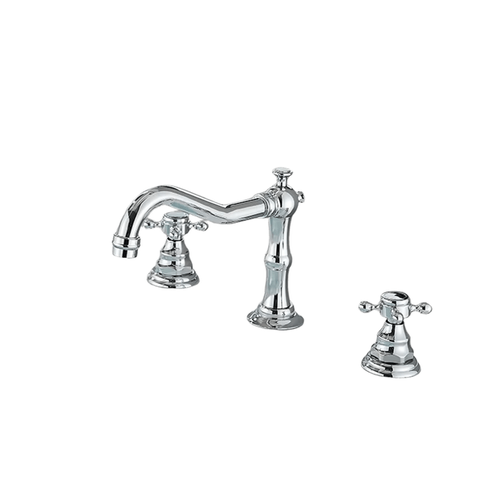 JULIAN | Rubinetto da bagno vintage a 3 fori cromo lucido Lavello in acciaio inossidabile retrò premium | Antico miscelatore 2 maniglie argento