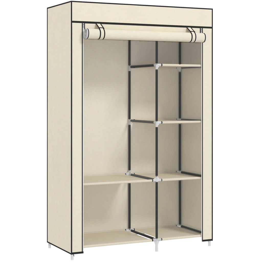 Armadio Portatile Guardaroba Salvaspazio 103x43x162.5 cm in Tessuto Non Tessuto Crema