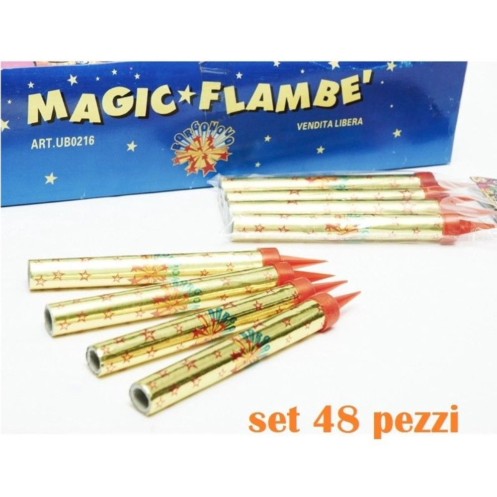 Trade Shop - Set 48 Candeline Scintilla Magic Flambè Candela Pirotecnica Compleanno Festa -