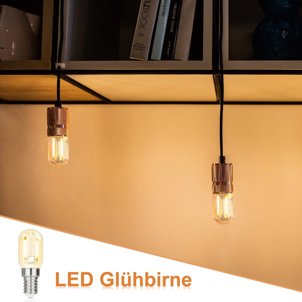ZMH Confezione da 4 Lampade LED E14 Bianco Caldo Lampade Vintage T22 Retro Edison 2W 2700K Adatte a Portalampade