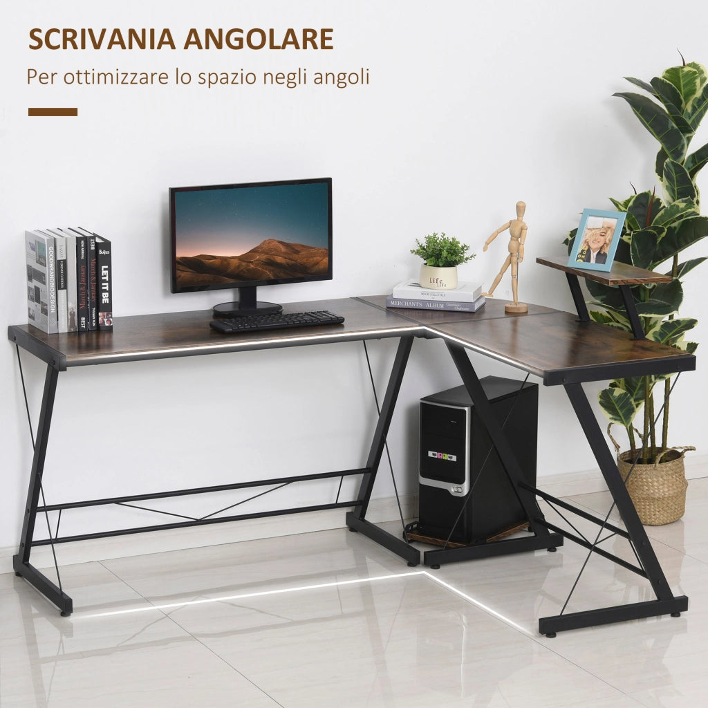 Easycomfort Scrivania Angolare Reversibile per Computer e PC in Stile Industriale, per Ufficio o Camera, in Legno 155x115x91.5cm