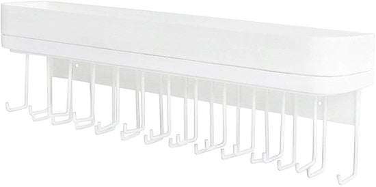 Organizzatore di gioielli appeso, hanger per collane, custodia per bracciale, organizzatore di collane da parete con 25 ganci (bianco/12 x 42 x 7 cm) - :MK124C