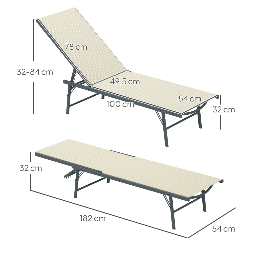 Set 2 Tumbonas Pieghevoli Reclinabili ¨C zephmum ¨C Grigio Crema