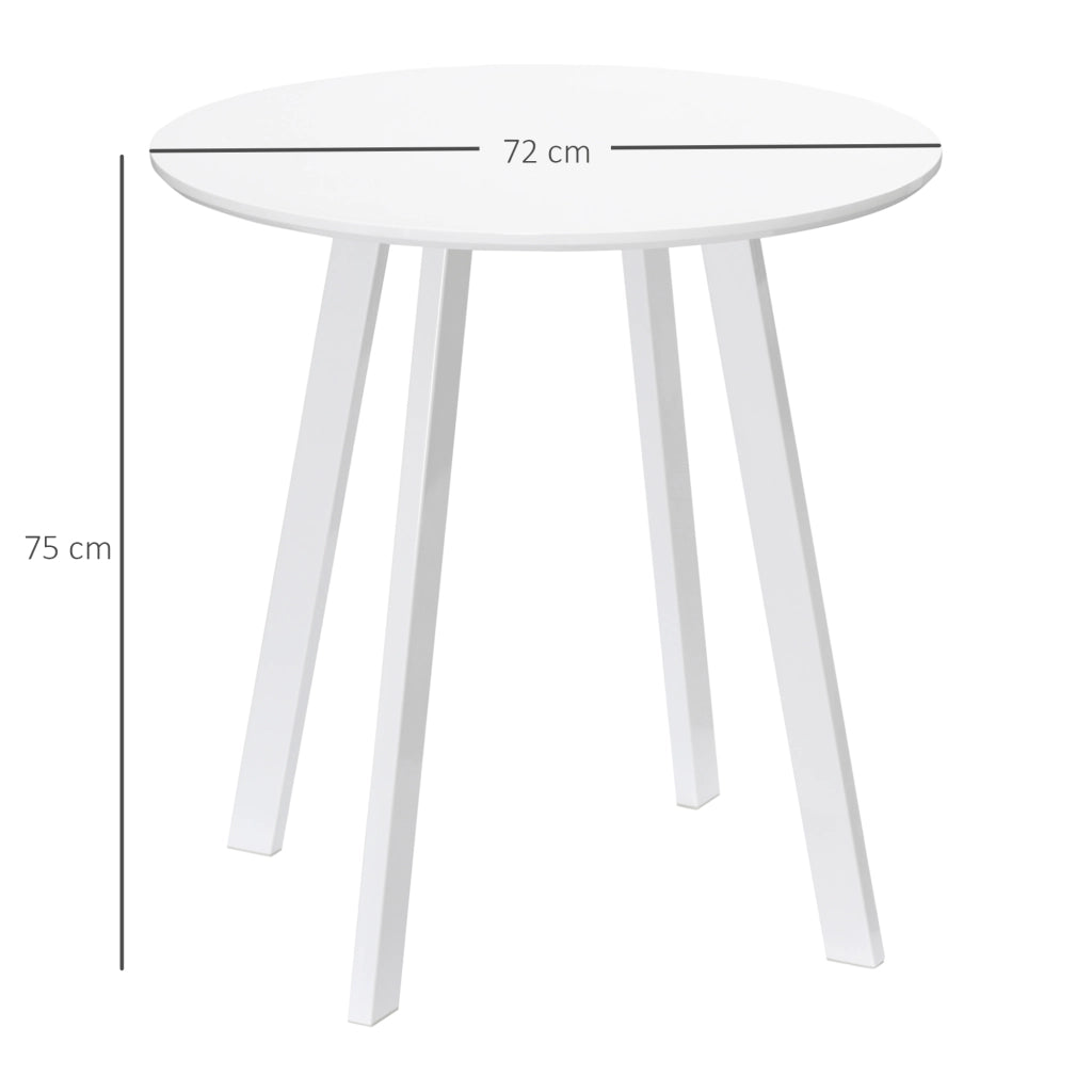 Tavolo da pranzo - rotondo 72x72x75 cm - gambe smussate - bianco - per sala da pranzo e salotto