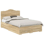 Letto matrimoniale | Letto per adulti | Struttura del letto con testiera Rovere Sonoma 135 x 190 cm