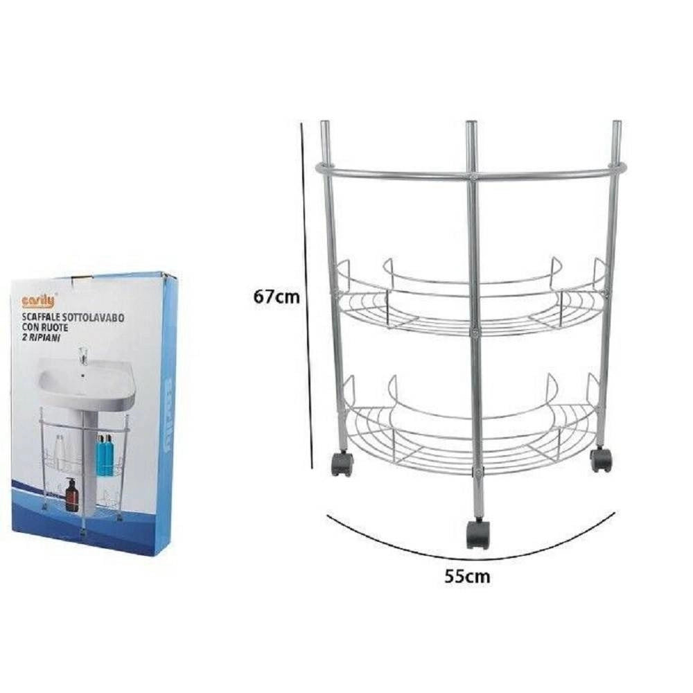 Trade Shop - Scaffale Mobiletto Carrello Sottolavabo Sotto Lavandino Bagno 2 Ripiani 59965 -