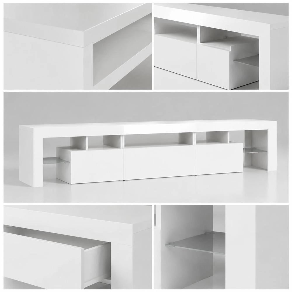 TV Cabinet With LED Lights White 200x36.5x40 Cm