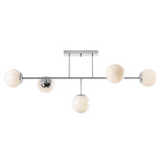 Hoko Plafoniera a 5 Luci con Diffusori in Vetro Bianco Latte e Struttura in Metallo Cromato - Attacco E14 IP20 - Rossini Group